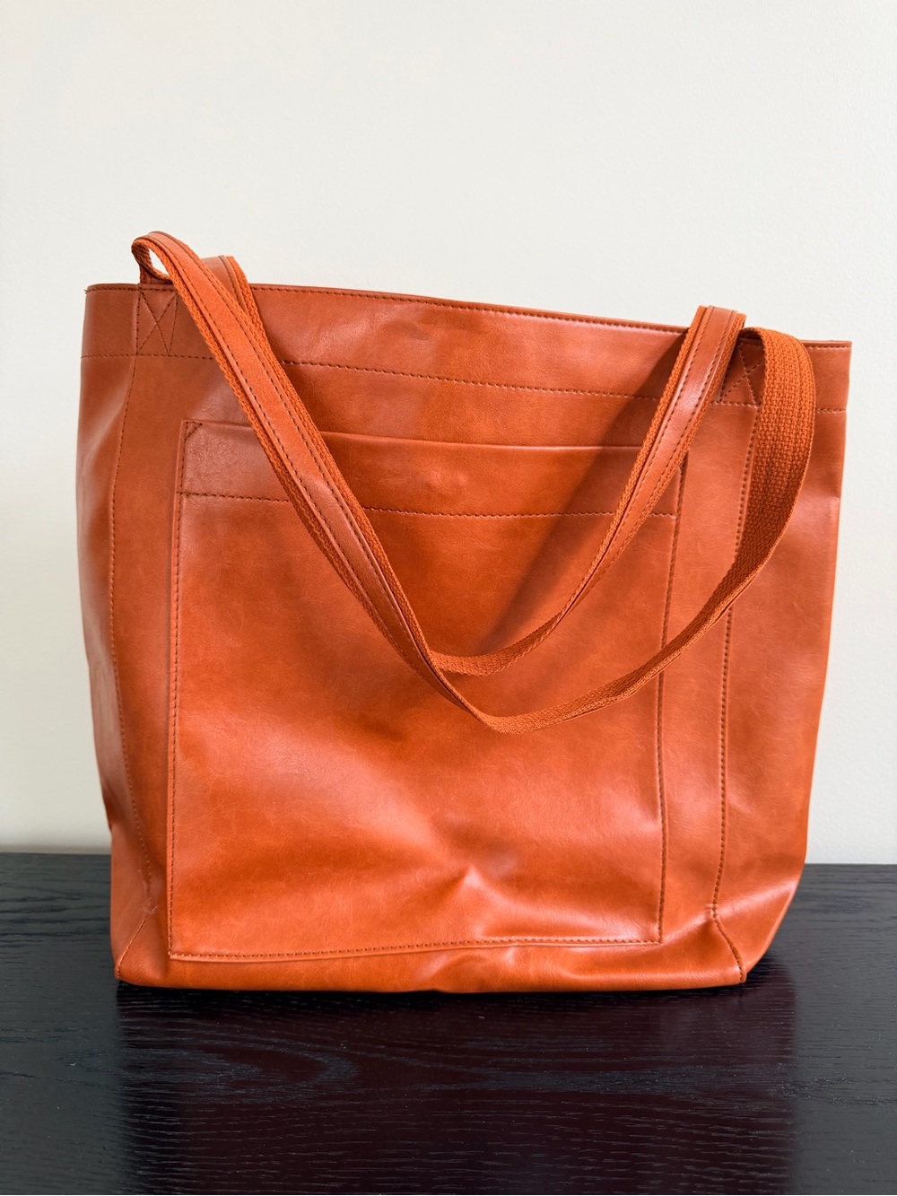 Leather Tote Bag in warm Orange Brown - Women Bags